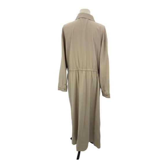 Nordstrom Long Sleeve Drawstring Waist Shirtdress Tan Size Large - Picture 4 of 14